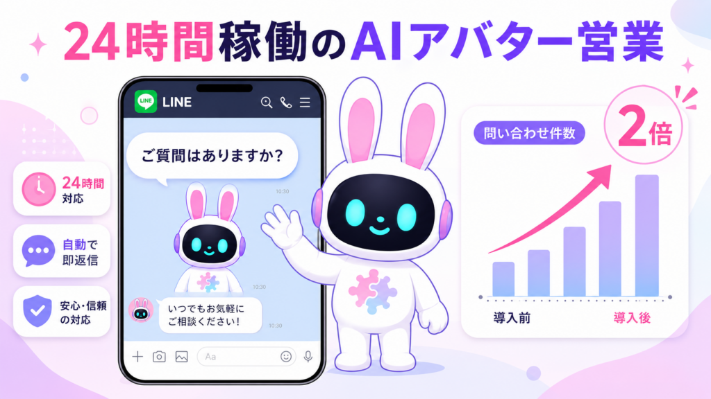 PITALIyのAIアバターがaiチャットボット 作り方を超えた24時間AI接客を実現するイメージ