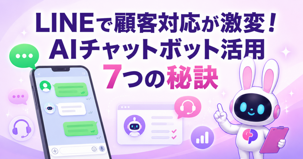 aiチャットボット lineでLINEの顧客対応を激変させる7つの秘訣を解説する記事のサムネイル画像