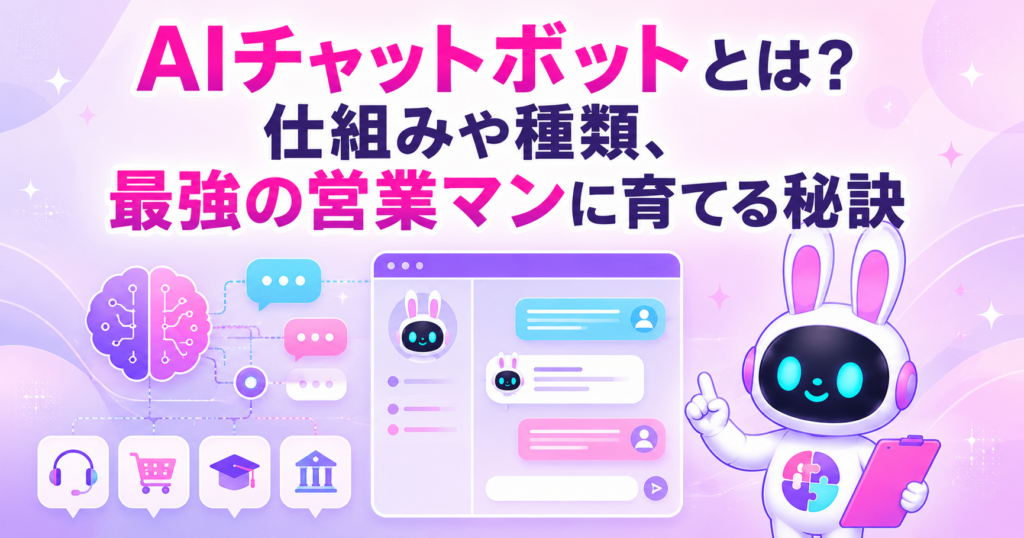 AIチャットボットとは何かを仕組みや種類から解説し最強の営業マンに育てる秘訣を紹介する記事のサムネイル画像