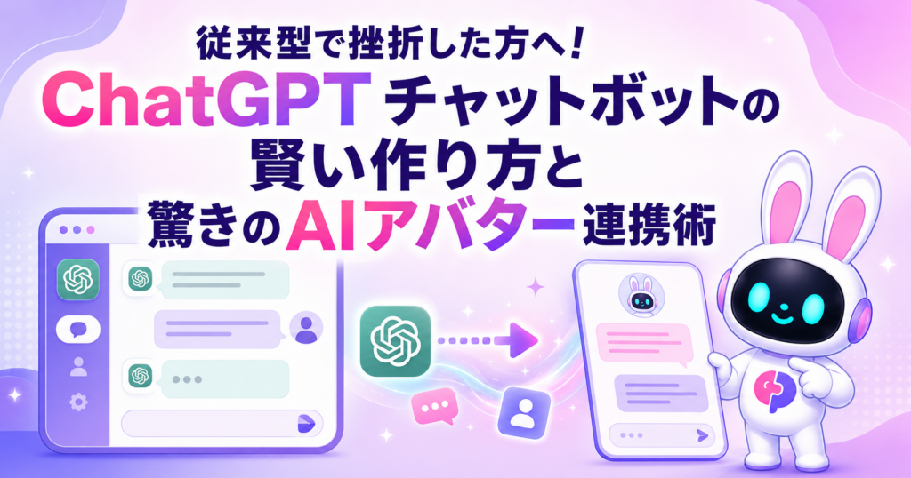 ChatGPT チャットボットの賢い作り方とAIアバター連携術を解説する記事のサムネイル画像