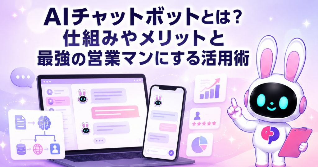 AIチャットボットとは何かを仕組みやメリットから解説し最強の営業マンにする活用術を紹介する記事のサムネイル画像
