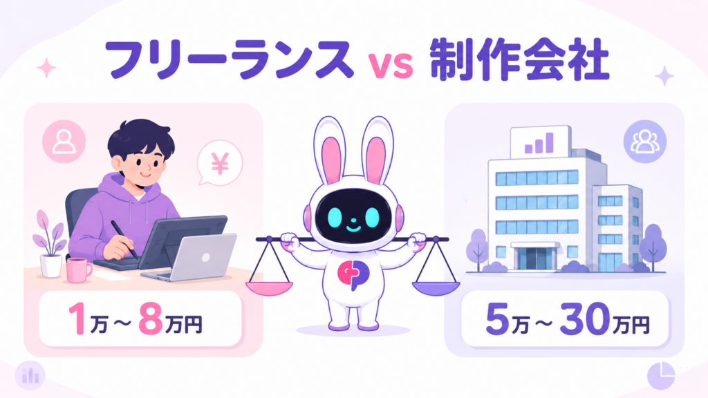 キャラクター制作 相場をフリーランスと制作会社で比較したイメージ