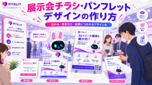展示会 チラシ・パンフレットデザインを統一感のある形で並べたイメージ