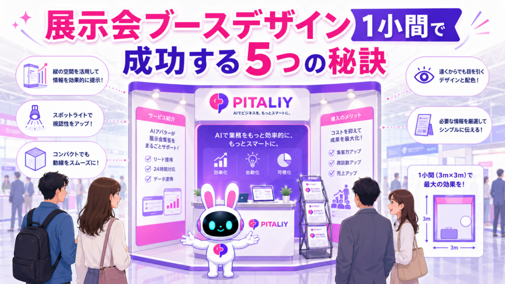 展示会ブースデザイン 1小間で来場者の足を止めているイメージ