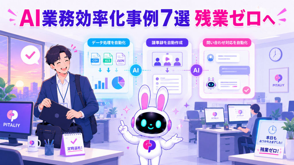 AI 業務効率化 事例で残業ゼロを実現し定時退社するビジネスパーソンのイメージ