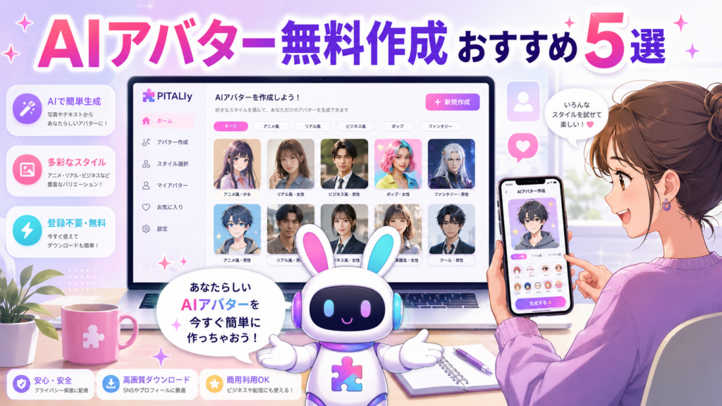 aiアバター無料ツールで多彩なスタイルのアバターを作成するイメージ