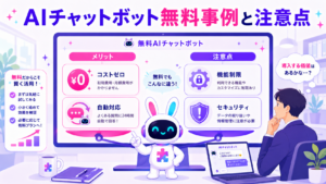 AIチャットボット 無料 事例と注意点のメリットとリスクを比較検討するイメージ