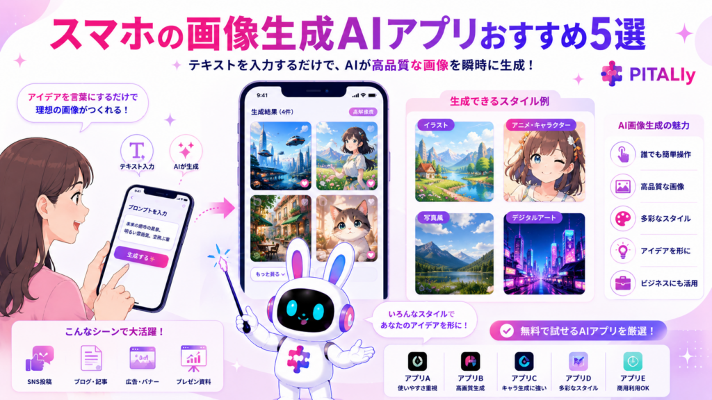 スマホの画像生成ai アプリでテキストからイラストを生成するイメージ