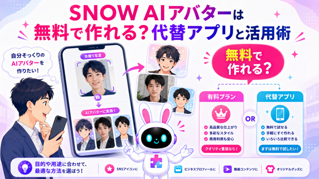 snow aiアバター 無料で作れるか検討し代替アプリを探すイメージ