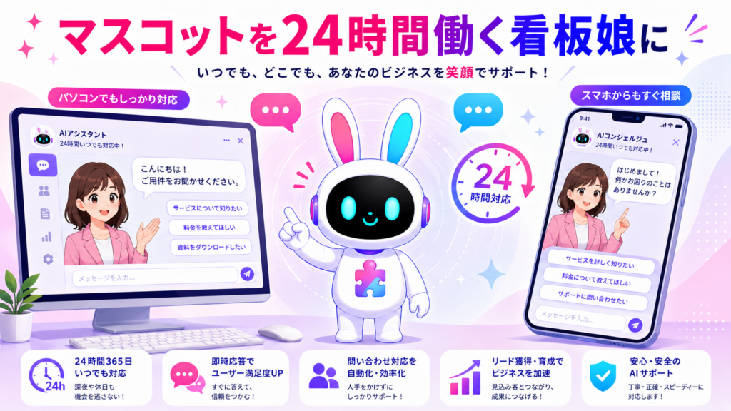 PITALIyでAIアバター接客の看板娘を作る様子を示す画像