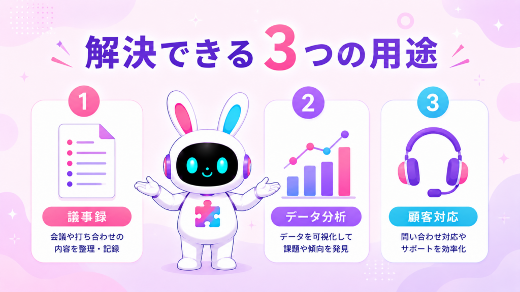 個人向けAI業務効率化の必須ツール3選を紹介する画像