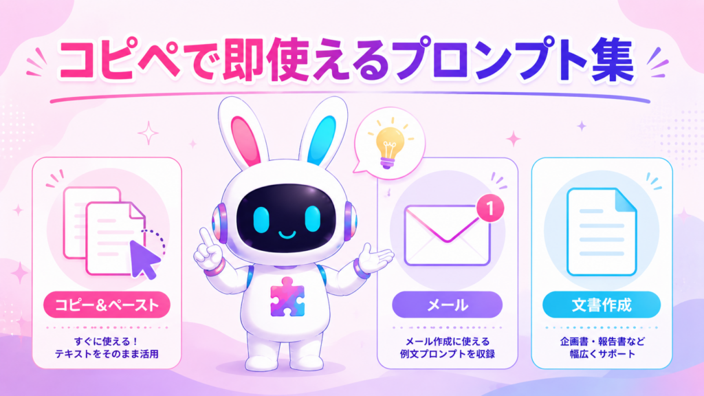 個人の日常タスクを時短するコピペ用プロンプト集を紹介する画像