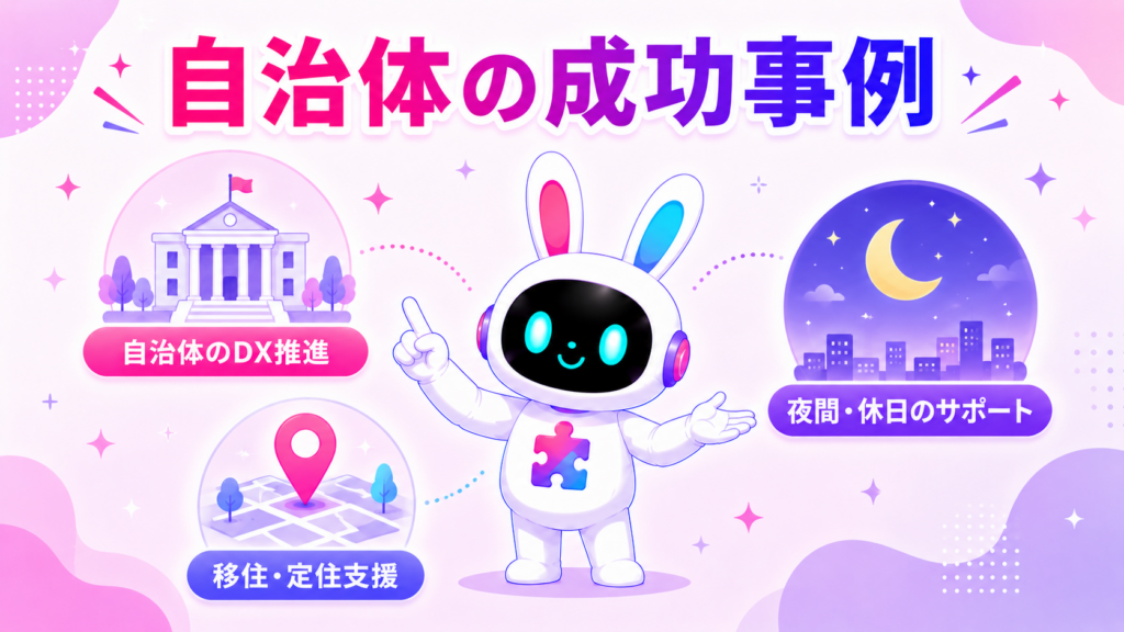 AIチャットボットキャラクターを導入した自治体の事例を紹介する画像
