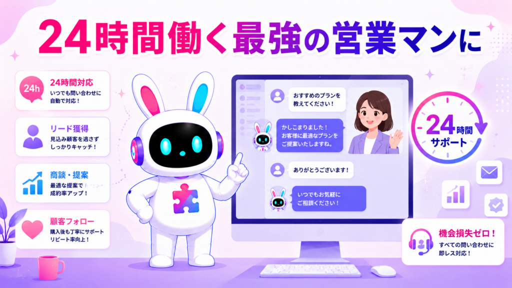 PITALIyのAIアバターが24時間働く最強の営業マンになる様子を紹介する画像