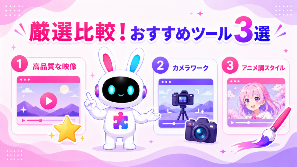 画像から動画生成する無料ツール3選を比較する画像