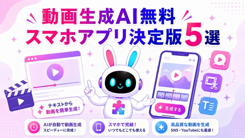 動画生成AI無料スマホアプリ初心者向け5選を紹介するアイキャッチ画像