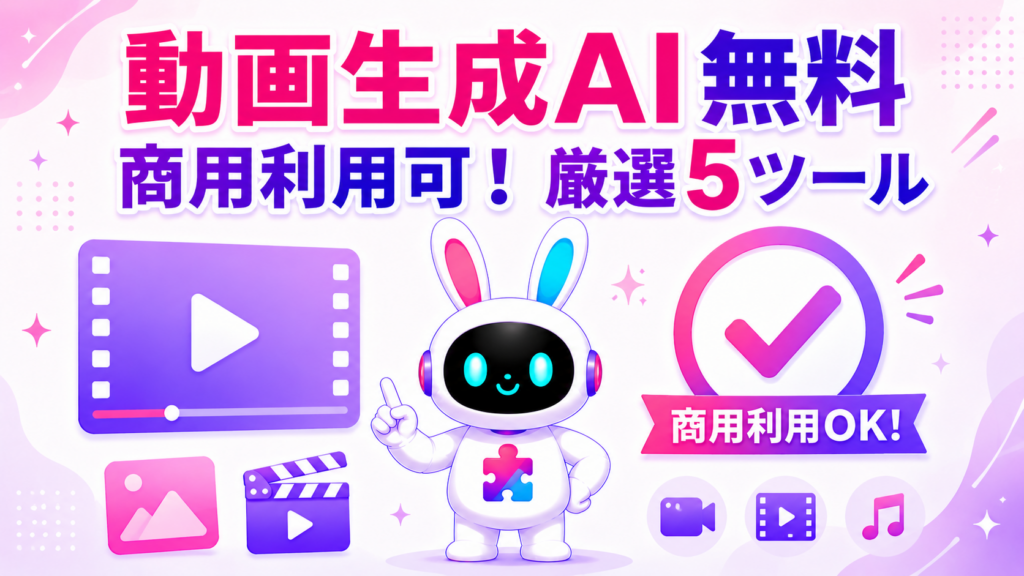 商用利用可能な無料動画生成AI厳選5ツールとプロの裏技を紹介するアイキャッチ画像