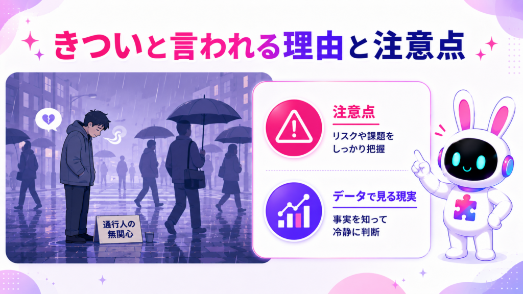 居酒屋 呼び込み バイトがきついと言われる理由と注意点を示すイメージ
