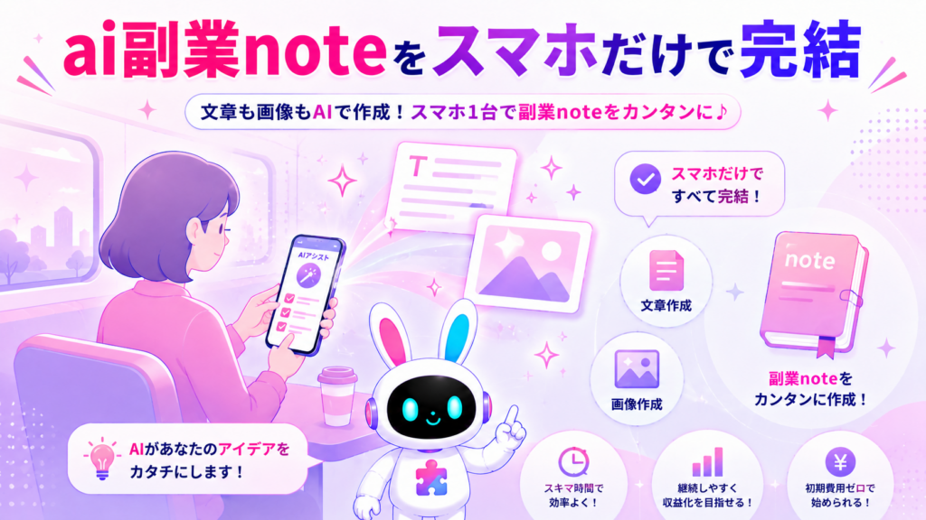 ai副業 noteをスマホだけで完結させる手順を紹介するイメージ