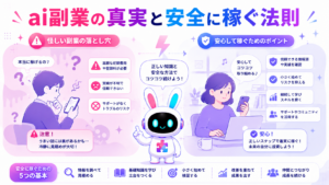 ai副業 怪しいと言われる実態と安全に稼ぐ方法を紹介するイメージ