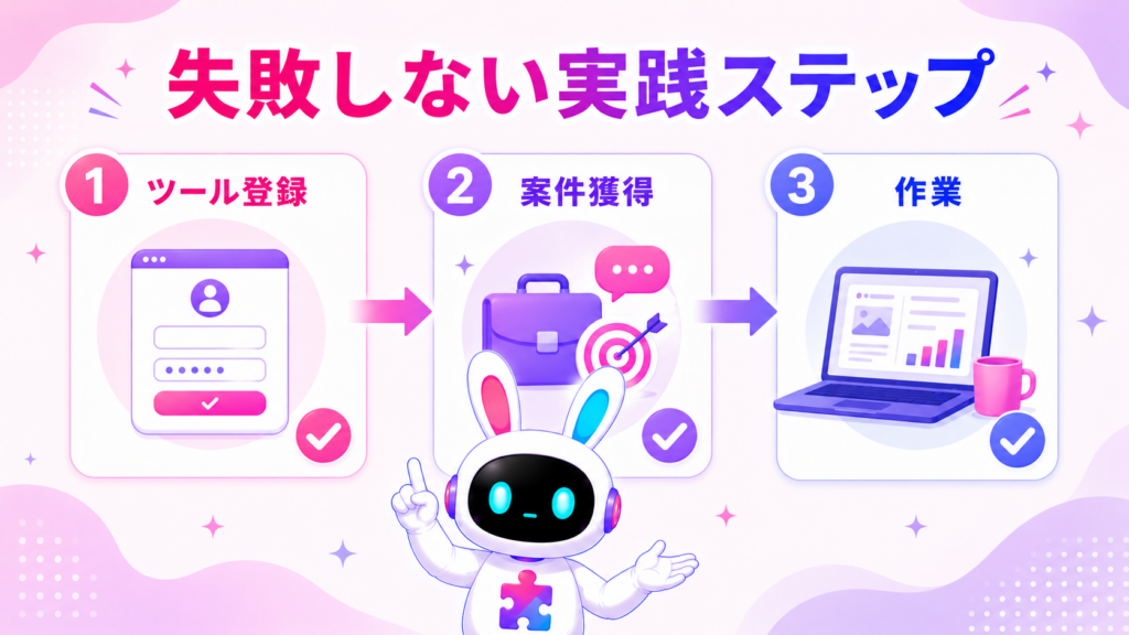 ai副業 始め方の失敗しない実践ステップを示すイメージ