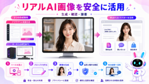 リアルなAI人物画像を生成し、権利確認を経てWeb接客へ活用する5つのステップ