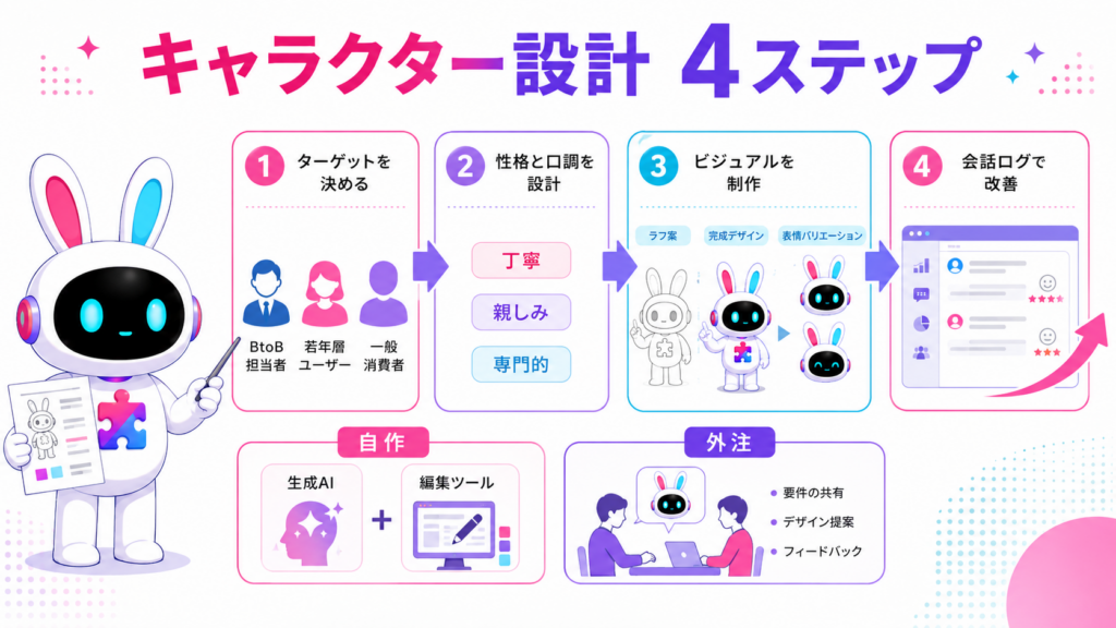 ターゲット設定から性格・デザイン・会話改善までのAIチャットボットキャラクター制作手順