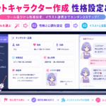 aiチャットキャラクター作成の流れを、ツール選び、性格設定、イラスト連携の順に示した図