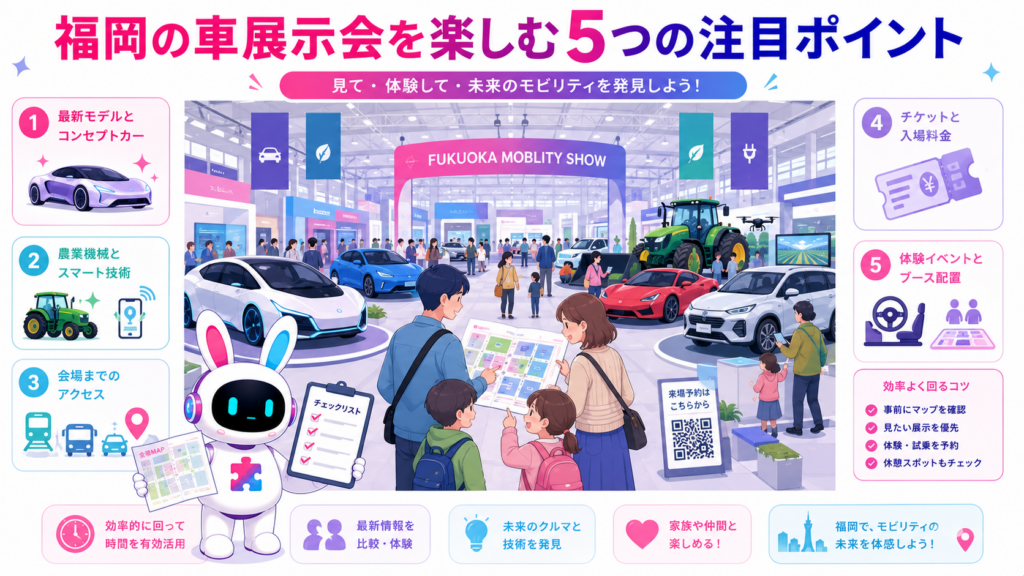 車展示会 福岡で最新車や農業機械を見学し、アクセスやチケットを確認する5つのポイント