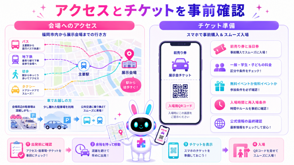 車展示会 福岡で注目される最新自動車、体験型イベント、スマート農業機械を比較した図