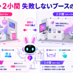 展示会ブース 1小間 2小間の広さや費用、展示・商談スペースの違いを比較した図