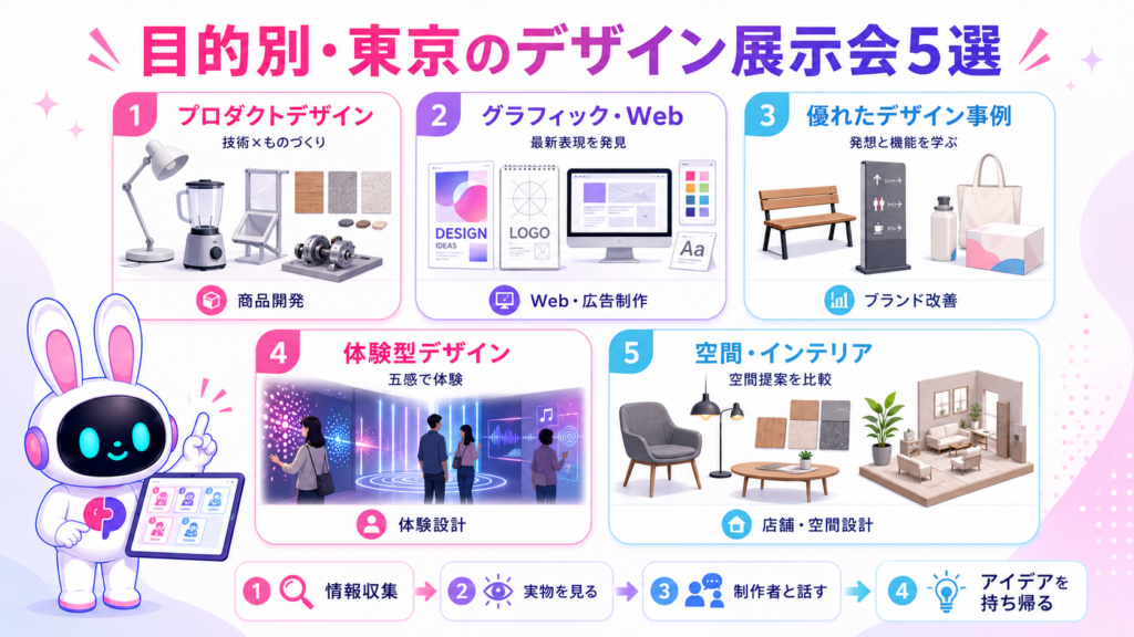 デザイン展示会 東京で注目したいプロダクト、Web、体験型、インテリアなど5分野の比較