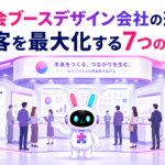 展示会ブースデザイン会社が手掛けたブースに来場者が集まるイメージ