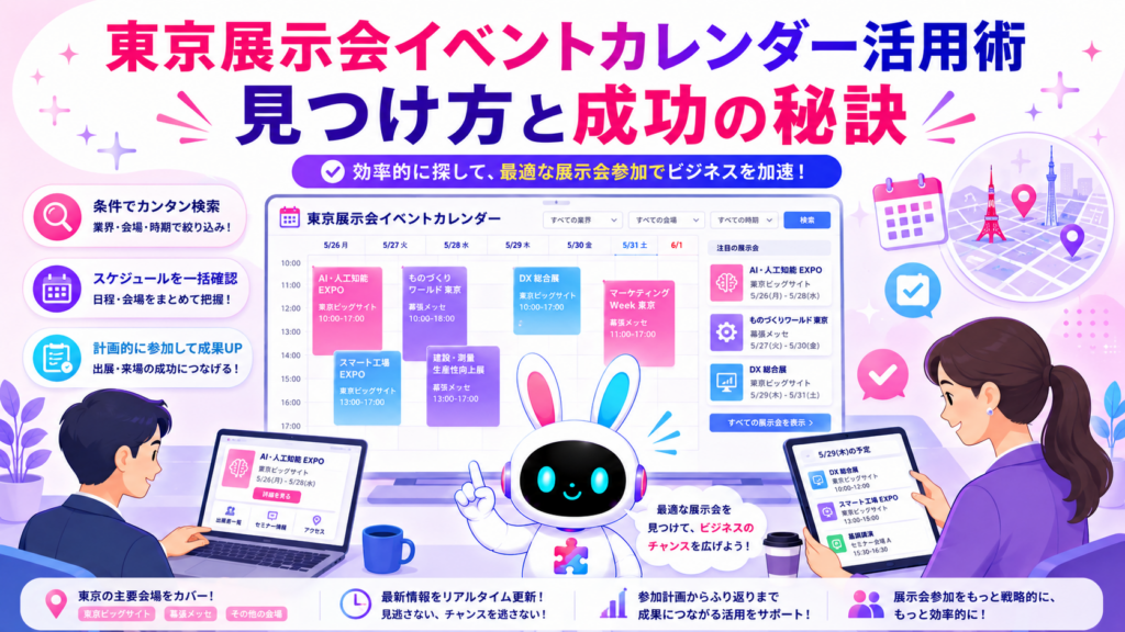 東京展示会 イベント カレンダーで参加する展示会を効率的に探すイメージ