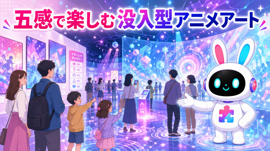 東京 展示会 アニメ アートの体験型・没入型展示を五感で楽しむイメージ
