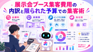 展示会ブース 集客 費用の内訳を整理し予算を検討するイメージ