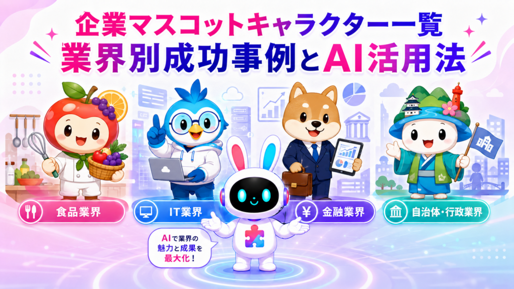 企業マスコットキャラクター 一覧の業界別の成功事例を表現したイメージ