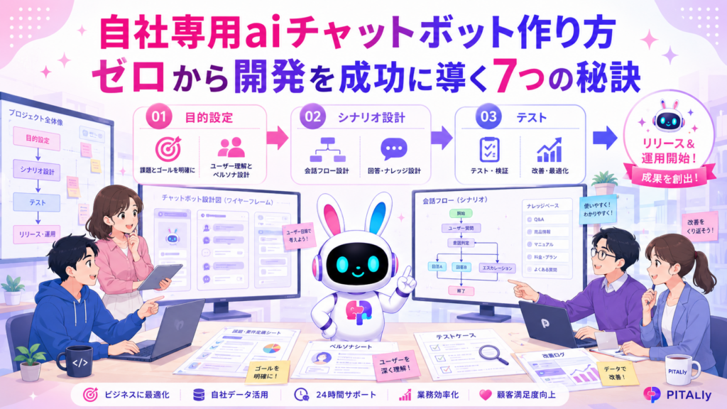 自社専用aiチャットボット 作り方でゼロから開発するイメージ
