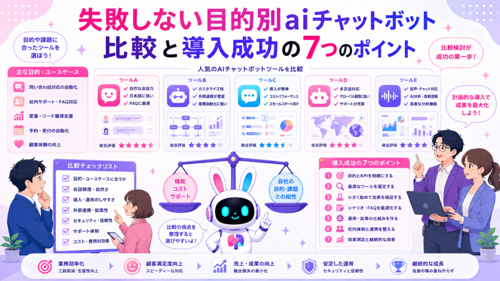 aiチャットボット 比較で複数ツールを検討するイメージ