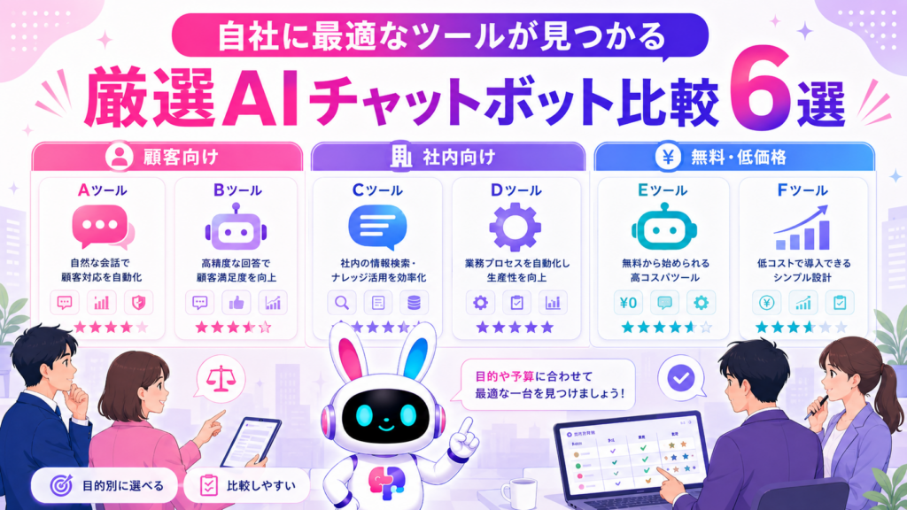 aiチャットボット 比較で自社に最適なツールを検討するイメージ
