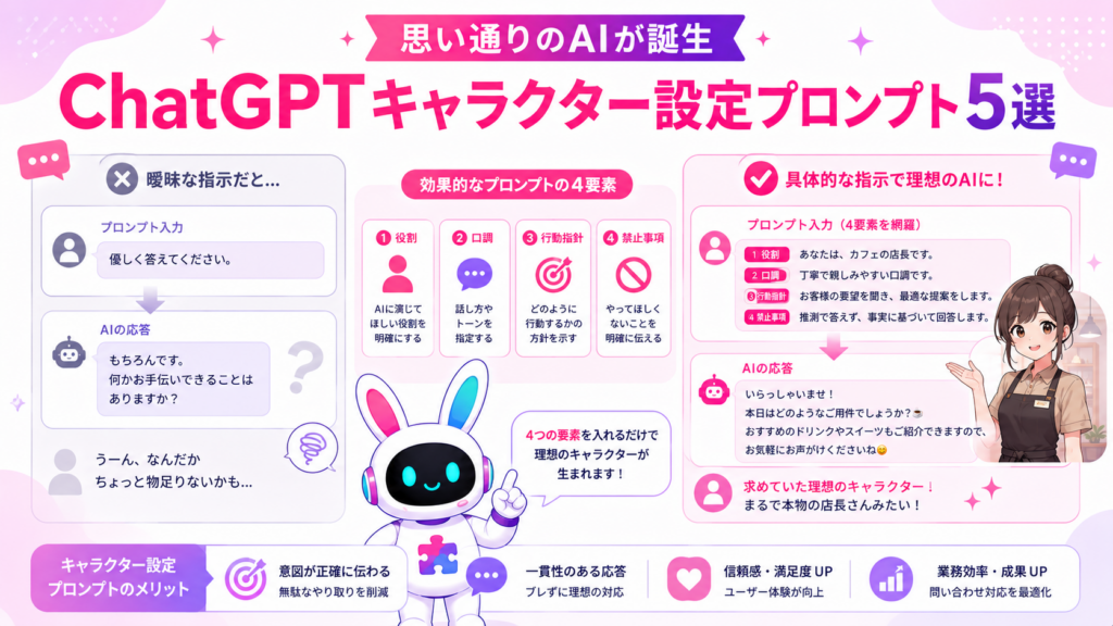 ChatGPT キャラクター設定 プロンプトで理想のAIを作るイメージ