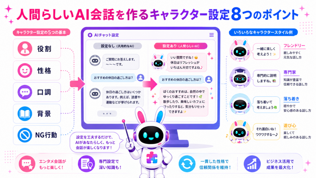 チャットgptキャラクター設定で役割や性格、口調を指定し、人間らしい理想の会話を作る方法