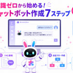 チャットボット 作り方 無料の手順を、目的設定からWebサイトへの設置と改善まで7ステップで示した図